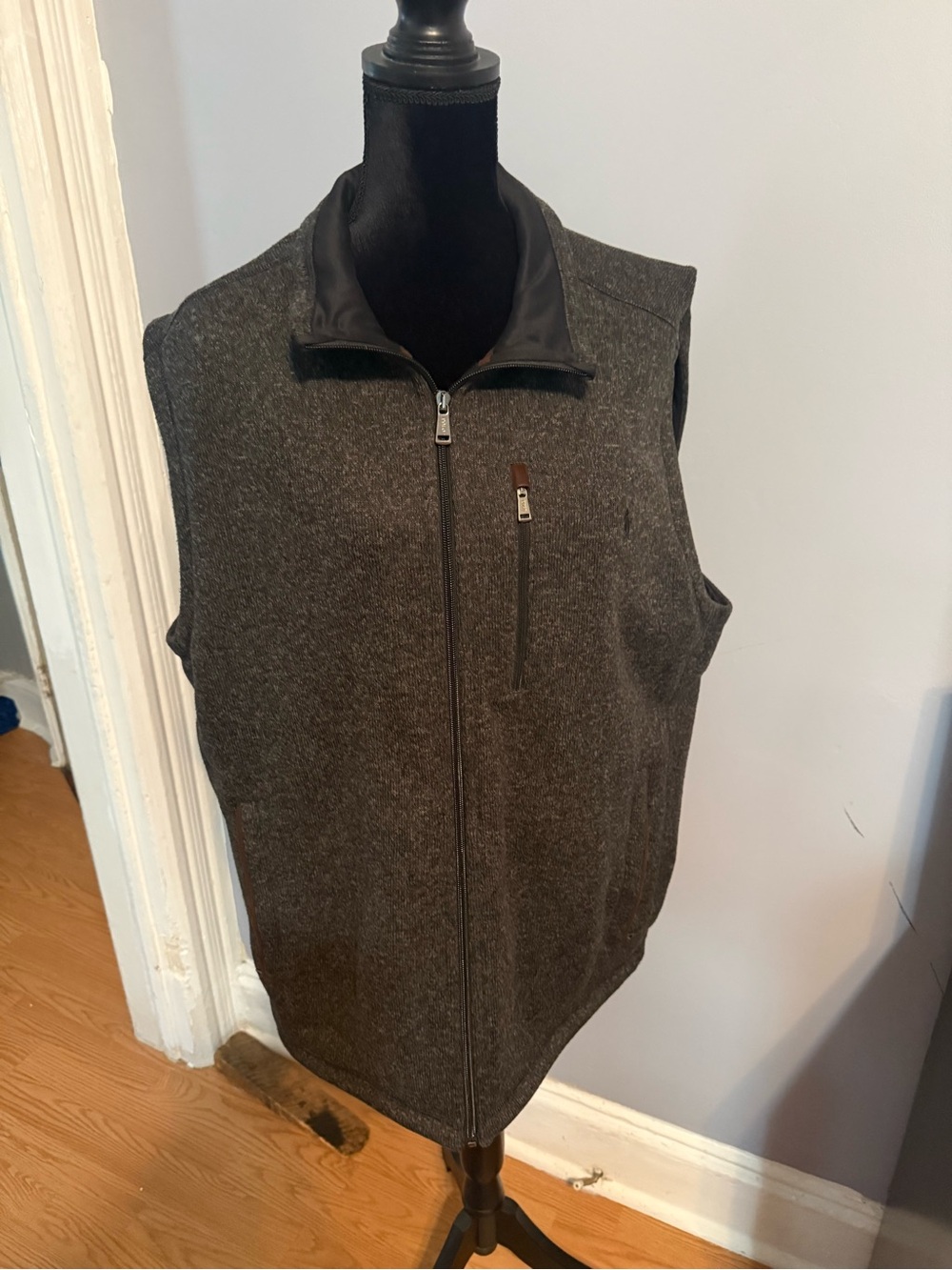 Polo Men’s  Dark Gray Zip-Front Wool Blend Vest